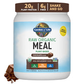 Garden of Life Meal Replacement Shakes chocolate bottle highlighting plant-based protein.
