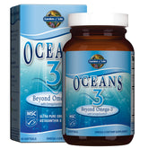 Garden of Life Oceans 3 bottle-front shows premium omega-3 formula with potential heart and brain support.