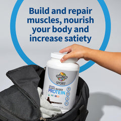 Garden of Life organic protein probiotic label highlighting NSF certification for sport