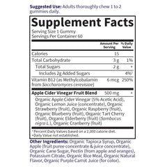 Fruit blend visuals emphasize natural sweetness and low sugar per gummy