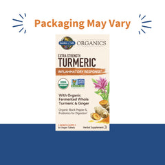 Garden of Life Organics turmeric tablets 100mg highlight potency for antioxidant benefits