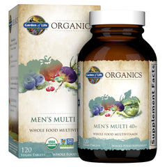Garden of Life Organics Men's 40+ bottle front view with energy-supporting features.