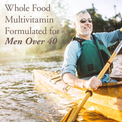 Garden of Life Organics Men's 40+ Multivitamin capsules show vegan organic formula.