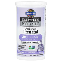 Garden of Life prenatal bottle cap emphasizes shelf-stable and allergen-friendly features
