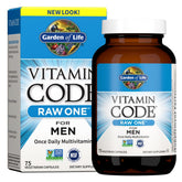 Garden of Life RAW ONE for Men bottle being poured for daily energy support