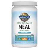 Garden of Life Raw Organic Meal bottle being poured for convenient plant-based protein