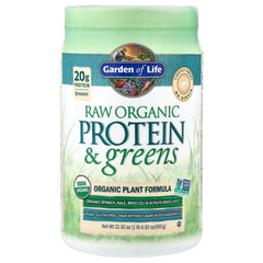 Glass of Garden of Life shake highlighting a lightly sweet protein drink