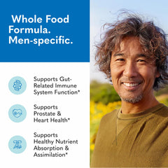 Garden of Life Raw Probiotics Men 50 & Wiser bottle with capsules signals colon health benefits