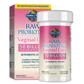 Garden of Life Raw Probiotics Vaginal Care bottle shown on a clean surface for daily balance support.