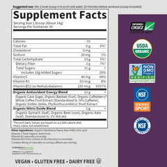Vegan and gluten-free certification marks on Energy + Focus label