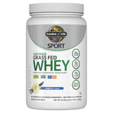 Garden of Life SPORT vanilla bottle showing 24g protein and probiotics for recovery.