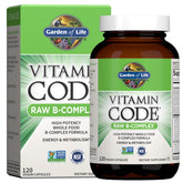 Garden of Life Vitamin B Complex bottle front highlighting energy support for daily activities.