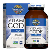 Garden of Life Vitamin Code Men’s Multivitamin bottle front view for daily energy support.