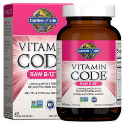 Garden of Life Vitamin Code Raw B-12 bottle highlighting energy-support