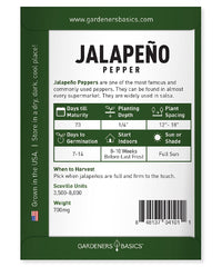 Gardeners Basics heirloom jalapeno seeds highlight non-GMO options for home gardens.