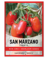 Gardeners Basics San Marzano seeds front pack showing heirloom quality for home gardens.
