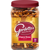 Gardetto's Original Snack Mix tub showing shareable crunch for gatherings