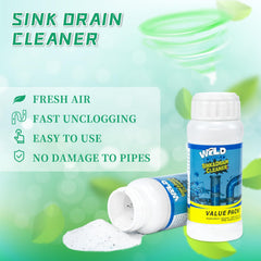 GARINOM kitchen sink unblocker powder applied near the drain to restore flow