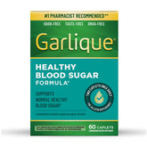 Garlique garlic extract bottle with 60 caplets supporting healthy blood sugar range.
