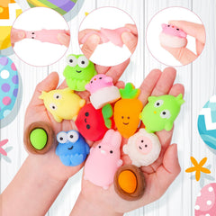 Garma mochi squishies inside eggs with soft, squeezable textures for playful tactile fun