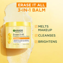 Garnier Erase It All Balm applied to dry skin for gentle removal