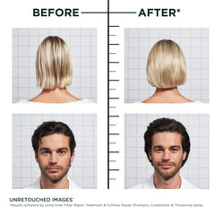 Garnier Fructis Hair Filler Fullness Repair system shampoo and conditioner together.