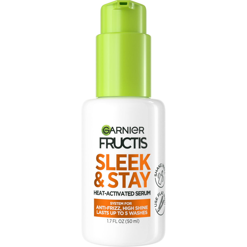 Garnier Fructis Sleek and Stay serum packaging showing frizz-control formula