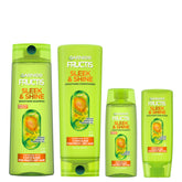 Garnier Fructis Sleek & Shine shampoo bottle for frizz control.