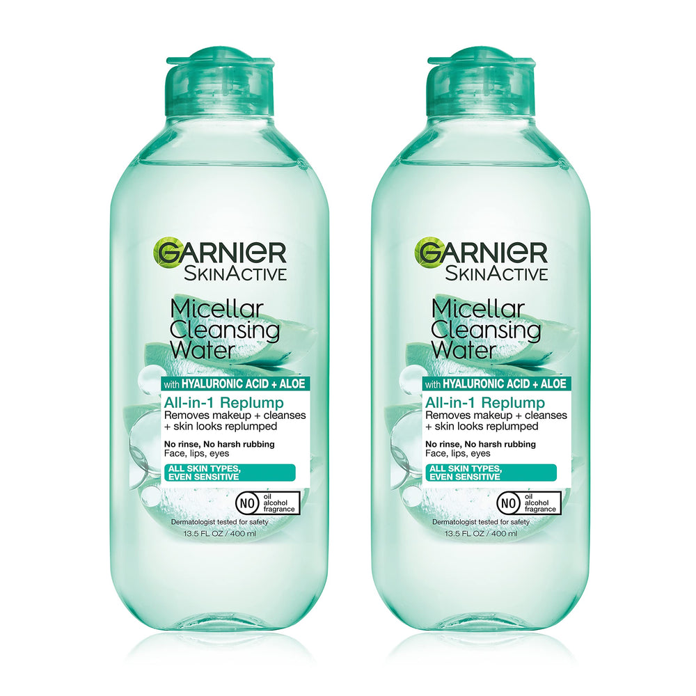 Garnier micellar water bottle close-up highlighting hydrating cleansing