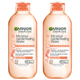 Garnier SkinActive Gentle Peeling Micellar Water bottle pouring for easy cleansing