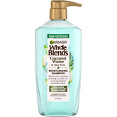 Garnier Whole Blends coconut water shampoo bottle front view for refreshing hydration