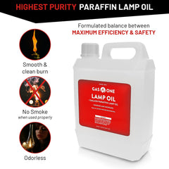 Gas One lamp oil fuels a lantern for cozy outdoor evenings