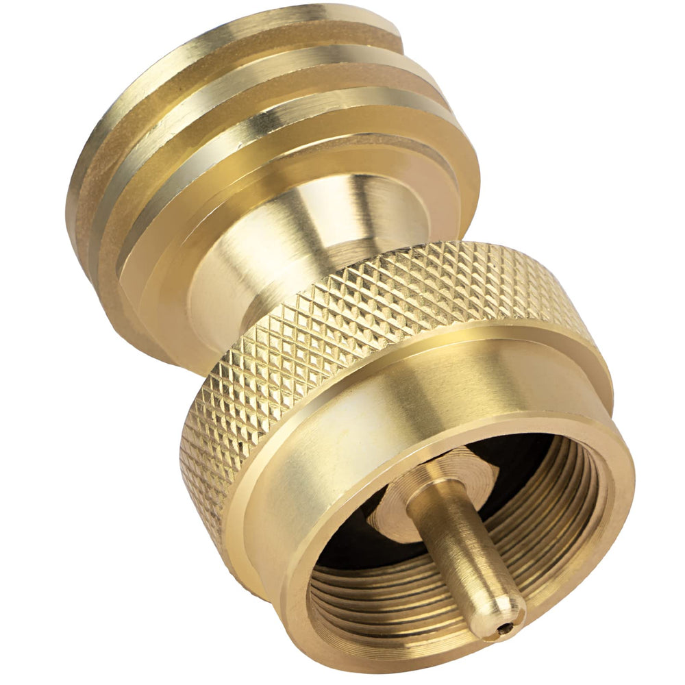 GASPRO 1lb propane tank adapter connection enables quick refueling for mobile grilling.