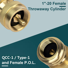 GASPRO brass propane adapter closeup shows durable corrosion-resistant construction.