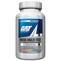 GAT SPORT Men's Multi + Test bottle front view for daily immune support and athletic nutrition.