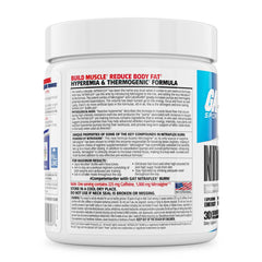 Label close-up highlights CaloriBurn and Nitrosigine ingredients.