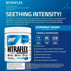 GAT SPORT Nitraflex measuring spoon indicating one-scoop serving.