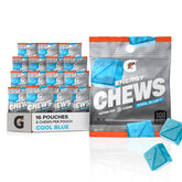 Gatorade Energy Chews Cool Blue pouch front for on-the-go hydration during workouts.