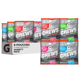 Gatorade Energy Chews variety pack front view showing all flavors for portable hydration on the go