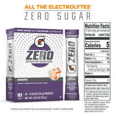 Gatorade G Zero Grape packets inside for single-serving hydration