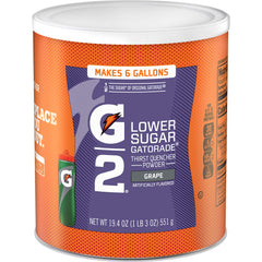 Gatorade G2 canisters ready to mix for on-the-go hydration and electrolyte balance.
