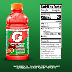 Gatorade Lower Sugar bottle being poured to highlight fruit punch flavor and electrolytes for workouts