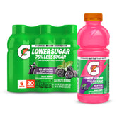 Gatorade Lower Sugar Rain Berry bottle for on-the-go hydration during workouts.