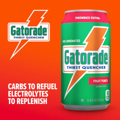 Pouring Gatorade Thirst Quencher Fruit Punch to replenish electrolytes from sweat