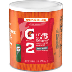 Gatorade Thirst Quencher Powder Fruit Punch canister ready for hydration after workouts.