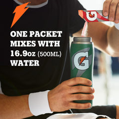 Gatorade Thirst Quencher sticks pack shows three flavors for team hydration variety.