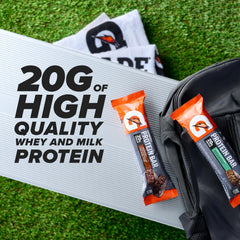 Gatorade Whey Protein Bar nutrition panel highlighting protein and carbs