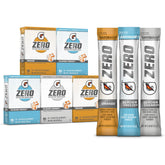 Gatorade Zero Powder packaging showcases Glacier Cherry, Glacier Freeze, and Orange flavors.