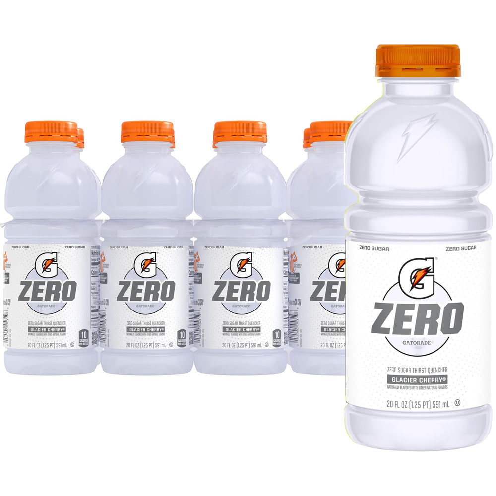 Gatorade Zero Glacier Cherry bottle boosts hydration without sugar during workouts.