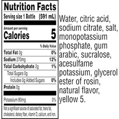 Gatorade Zero Sugar Lemon-Lime bottle side view showing 20 oz size